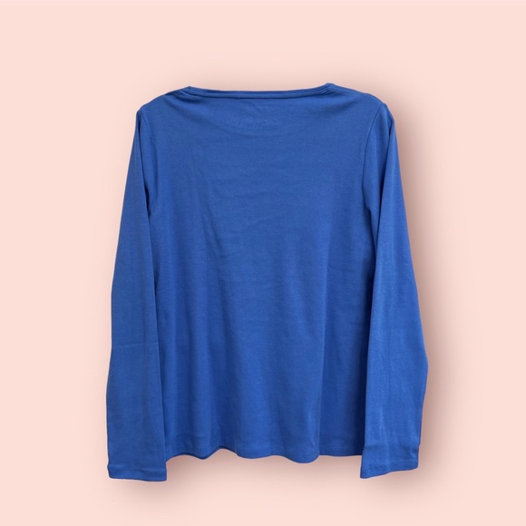 TALBOTS Cotton Long Sleeve Tee/ Blue Iris - Picture 2 of 4